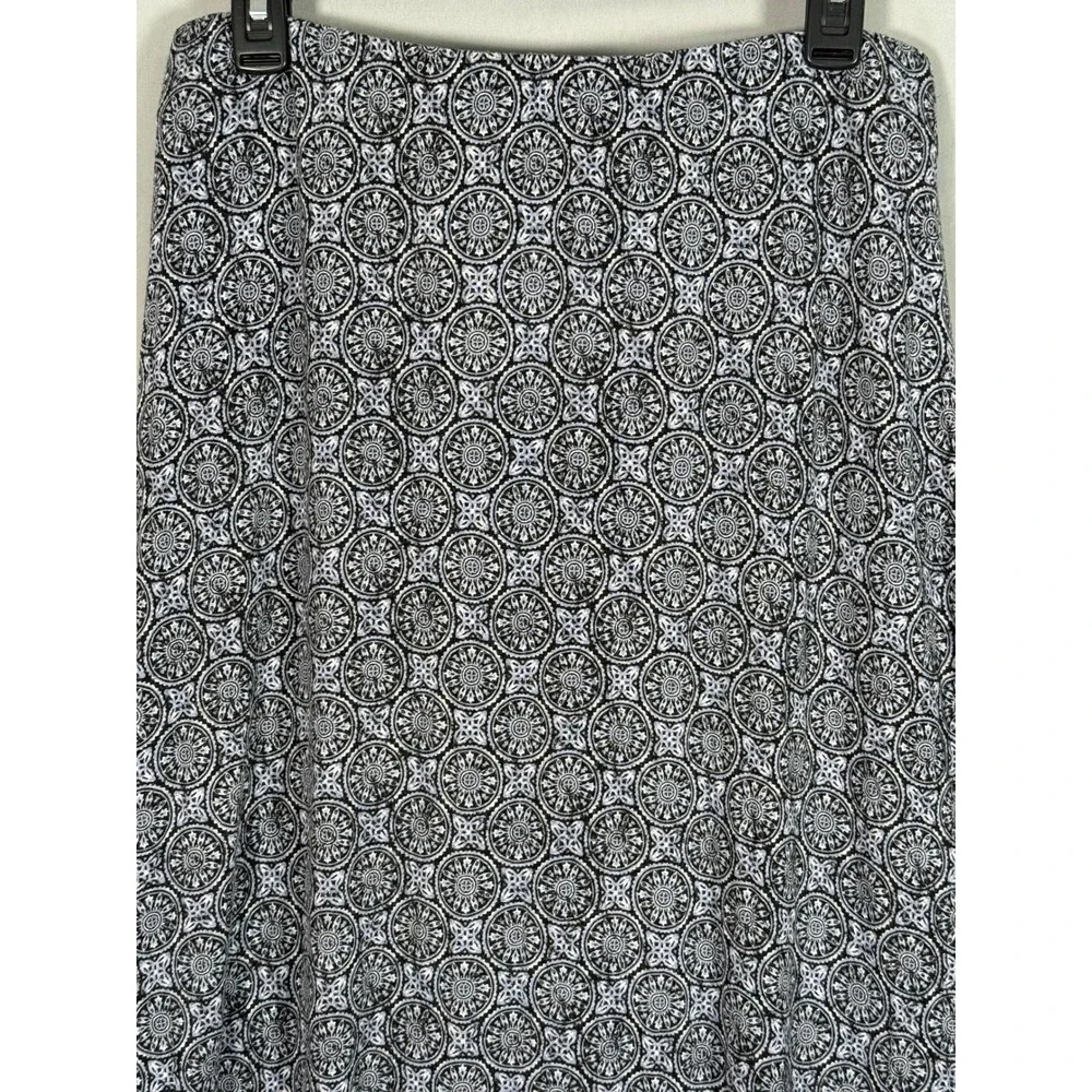 J. Jill Womens Black White Medallion Tile Print Rayon Maxi Skirt Small S 34in L